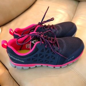 Women's Athletic Work Shoe - Navy and Pink Reebok Shoes
